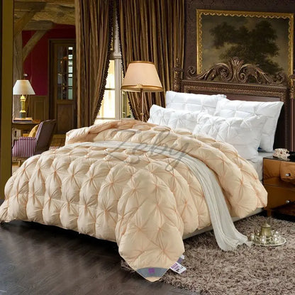 Edredón de lujo 100% plumón de ganso blanco – Duvet ligero y cálido de invierno con diseño plisado