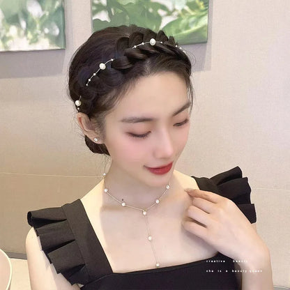 Diadema Bohemio Trenzado Sintético para Mujer Banda de Pelo Elástica para Fiestas y Cosplay