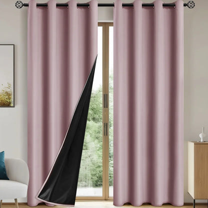 Paquete de 2 cortinas 100% opacas – Paneles de ventana térmicos con forro opaco