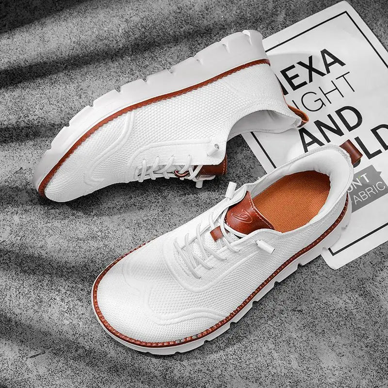 Baskets décontractées larges pour hommes – Chaussures de marche respirantes en Flyknit avec semelle souple et confort antidérapant pour l'été