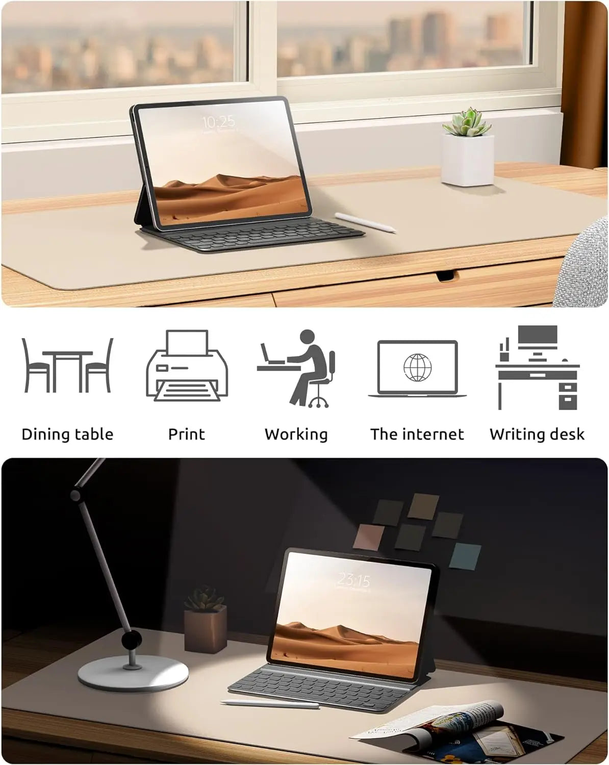 Alfombrilla de escritorio grande de cuero PU - Mouse Pad antideslizante y protector de escritorio para laptop, teclado, oficina y juegos