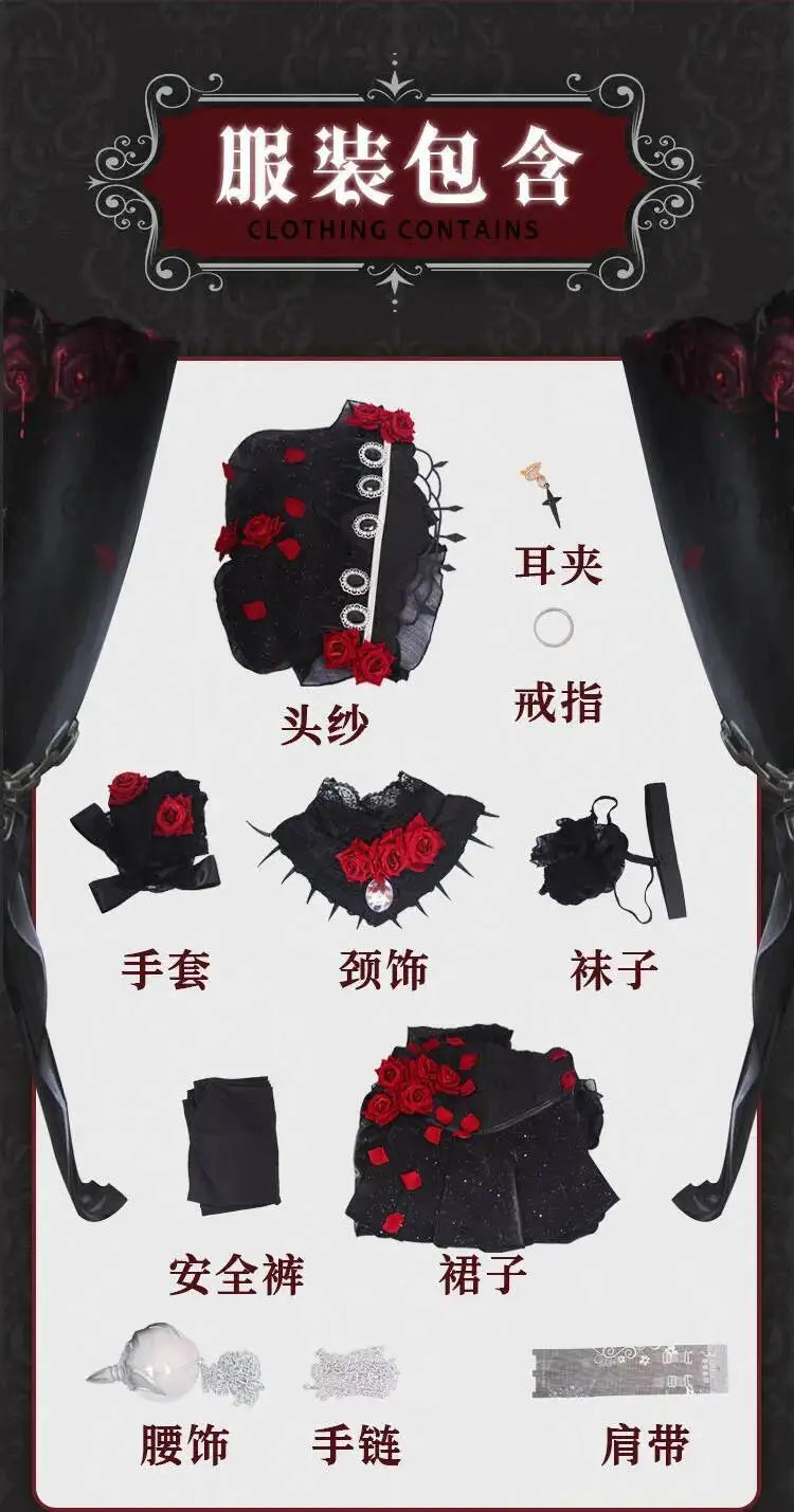 Identity V Psychologist Emily (Everlasting Night Patient) Cosplay Costume – Halloween Party Outfit Series Game Dress Suit for Roleplay & Convention Events