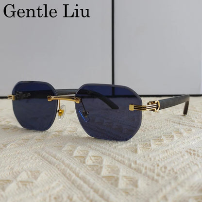 Vintage Square Rimless Sunglasses for Men – Frameless Punk Eyewear with UV400 Lenses, Trendy 2026 Fashion Glasses