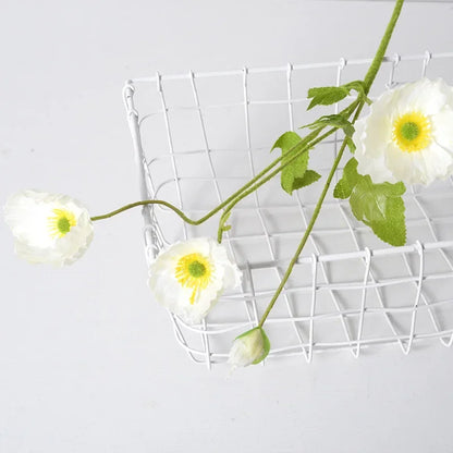 4 cabezas de amapolas artificiales – Ramo floral sintético de seda para arreglos de boda nupciales, decoración de fiestas, decoración de jardines y exhibiciones al aire libre