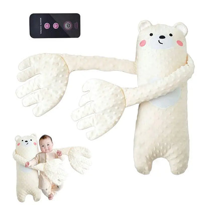 Ours en peluche apaisant pour bébé, avec télécommande – Jouet de confort électrique en forme de dessin animé avec musique, bruit blanc et oreiller doux pour nouveau-nés