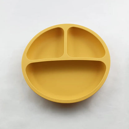 Assiette à ventouse en silicone pour bébé – Assiette repas sourire pour tout-petits avec compartiments, vaisselle pour enfants sans BPA