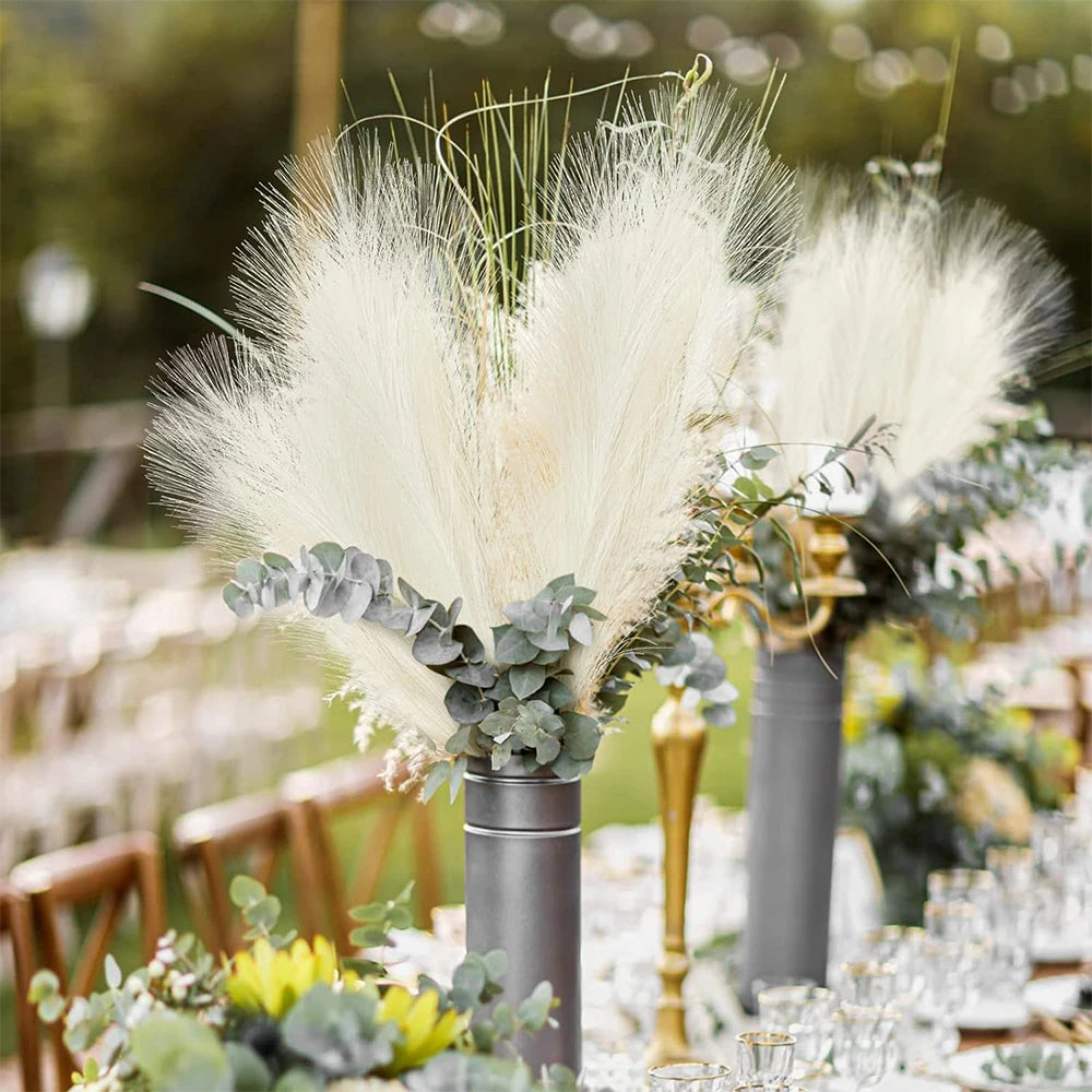 5/10/20pcs Herbe de la Pampa Artificielle – Fleurs de roseau synthétiques moelleuses style bohème pour la décoration de mariage, les arrangements de fête, la décoration intérieure et la conception florale DIY (42cm)