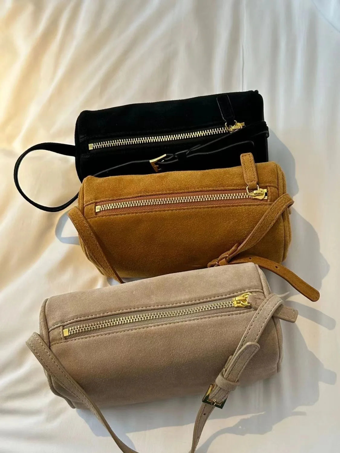 Bolso bandolera retro de cuero dividido de los 90 para mujer – Mini bolso de hombro de lujo 2026, bolso de moda de gamuza de piel de vaca suave con correa de un solo hombro para estilo casual y vintage