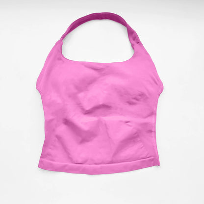 Top Deportivo Largo con Tiras para Mujer NCLAGEN – Top Halter Acolchado para Gimnasio, Yoga, Pilates, Correr y Entrenamientos de Fitness