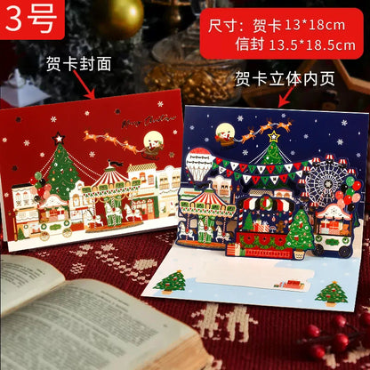 3D Santa Christmas Greeting Card – Folding Merry Christmas Best Wishes Card, Xmas Gift, New Year Blessing & Thank You Postcard