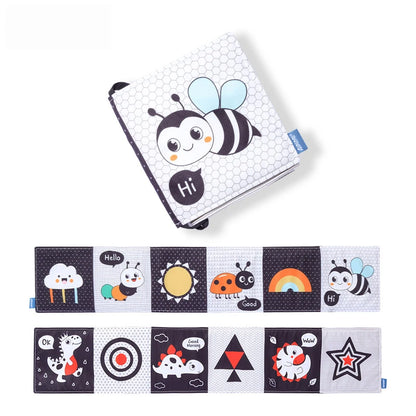 Black & White Sensory Cloth Book for Babies 0–12 Months Montessori Soft Crinkle Toy