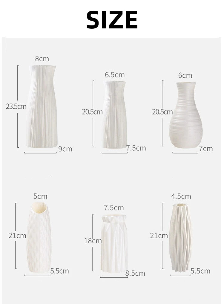 Nordic Modern Plastic Flower Vase – Minimalist Decorative Vase for Fresh Flowers & Home Décor
