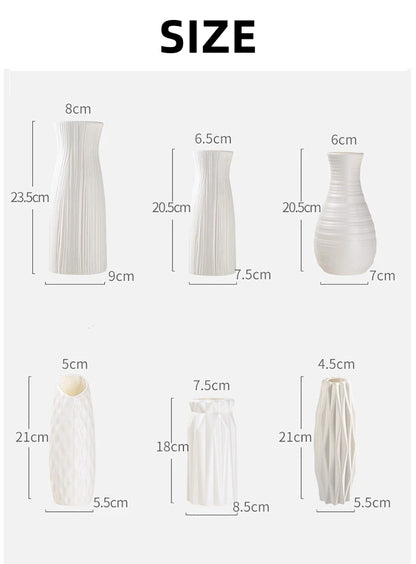 Nordic Modern Plastic Flower Vase – Minimalist Decorative Vase for Fresh Flowers & Home Décor