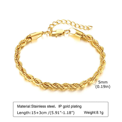 Waterproof Stainless Steel Chain Bracelet – Gold Plated Stackable Link Bracelet for Women | Trendy Fashion Jewelry Gift