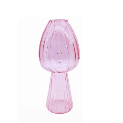 Florero de vidrio con forma de hongo – Maceta hidropónica transparente y jarrón decorativo de escritorio