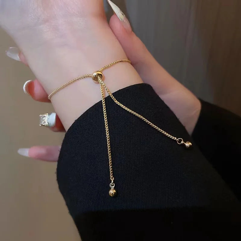 Women’s Fashion Four Leaf Grass Gold Color Adjustable Bracelet Korean Style Wedding Party Jewelry