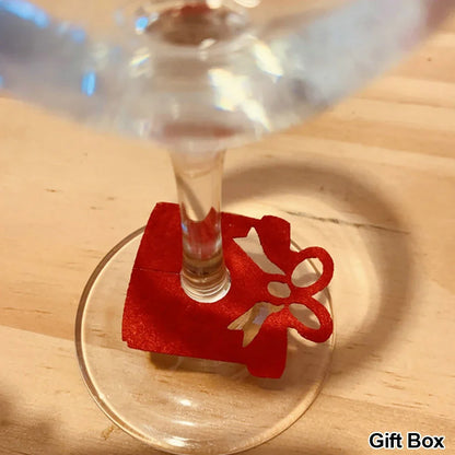 10PCS Felt Wine Glass Ring Cards – Christmas Table Decorations for Xmas, New Year’s Eve Parties, Home Decor & Holiday Events