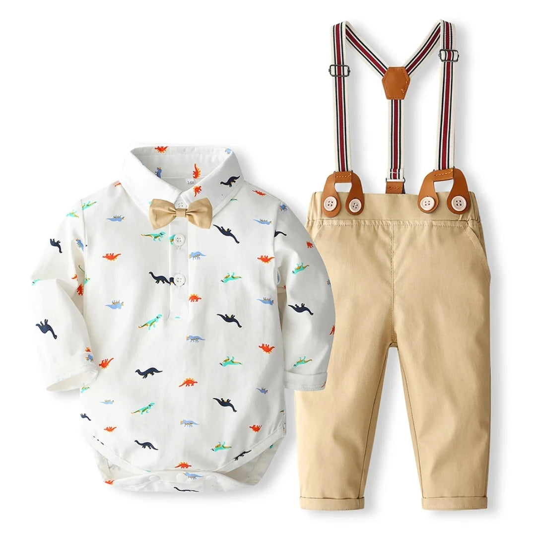 Baby Boy Gentleman Formal Outfit Set – Solid Romper with Matching Hat, Cotton First Birthday Costume for Infants & Toddlers 0-24 Months