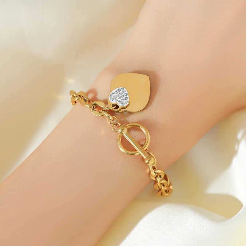 Pulsera de acero inoxidable 316L con dijes de estrellas de mar, luna y estrellas doradas – Cadena de muñeca moderna para mujer, regalo de joyería para fiestas