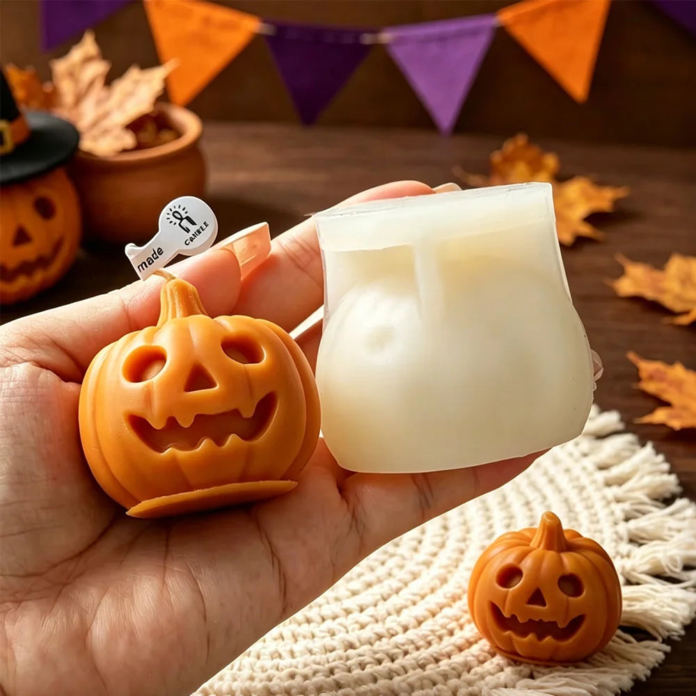 Halloween Mini Ghost Pumpkin Silicone Mold – 3D Stackable Candle Mold for DIY Soap, Resin, Plaster Crafts & Home Decor