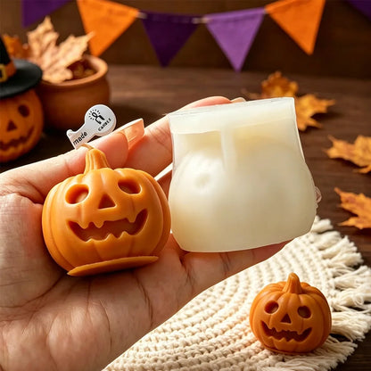 Halloween Mini Ghost Pumpkin Silicone Mold – 3D Stackable Candle Mold for DIY Soap, Resin, Plaster Crafts & Home Decor