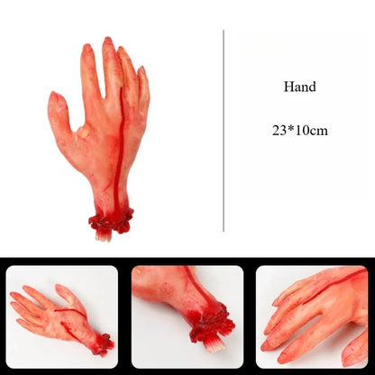 Halloween Fake Body Parts Props – Scary Bloody Human Brain, Heart, Hand, Finger, Leg & Foot Decorations for Halloween Parties, Haunted Houses & Horror Decor