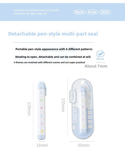 Jeu de tampons journal de listes de tâches mignonnes – Tampons encreurs détachables en forme de stylo pour agenda, carnet, scrapbooking, carnets de voyage et artisanat décoratif