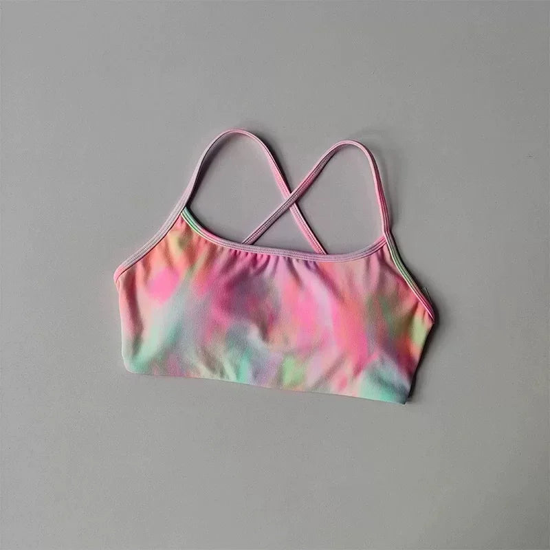 Women’s Cross Back Sports Bra – Shockproof Gathered Gym & Running Yoga Vest for Summer Fitness