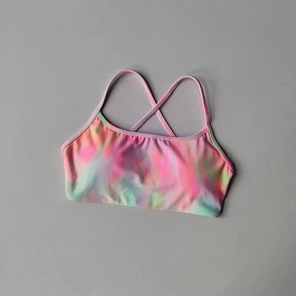 Women’s Cross Back Sports Bra – Shockproof Gathered Gym & Running Yoga Vest for Summer Fitness