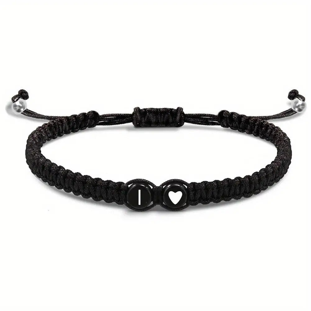 A–Z Initial Heart Braided Bracelet – Personalized Adjustable Name Charm Bracelet for Women & Men | Friendship Jewelry Gift