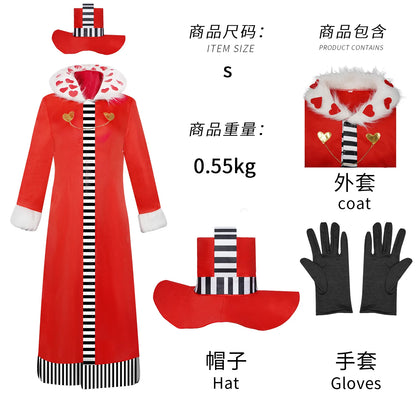 Hazbin Hotel Inspired Cosplay Costume – Valentino Roleplay Long Red Coat Uniform Suit for Men & Women Halloween, Christmas & Party Wear
