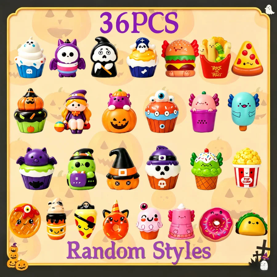 12-96PCS Halloween Squishy Toys Bulk Stress Relief Toys Non Candy Trick or Treat Party Favors Halloween Gifts for Kids