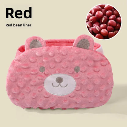 Faja suave para bebé con paquete térmico de frijoles rojos – Envoltura abdominal de dibujos animados para bebés para calor, alivio de gases y comodidad estomacal