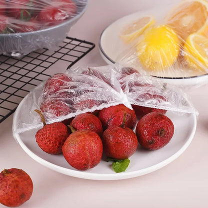 500/10pcs Disposable Food Storage Covers – Elastic Plastic Bowl Covers, Kitchen Food Preservation Film Bags, Stretchable Plate Covers & Vacuum Storage Bags for Fresh Keeping