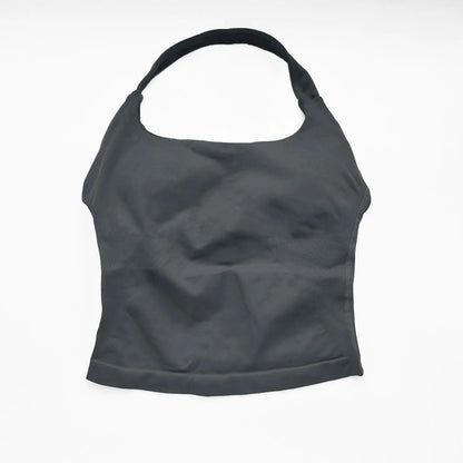 Top Deportivo Largo con Tiras para Mujer NCLAGEN – Top Halter Acolchado para Gimnasio, Yoga, Pilates, Correr y Entrenamientos de Fitness