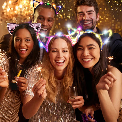 Serre-tête lumineux LED Oreilles de Chat & Lapin – Bandeau lumineux pour Anniversaires, Festivals & Mariages