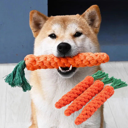 Juguete de cuerda con forma de zanahoria para perros, de algodón duradero, para masticar, para cachorros y perros, para limpiar los dientes, resistente a las mordeduras