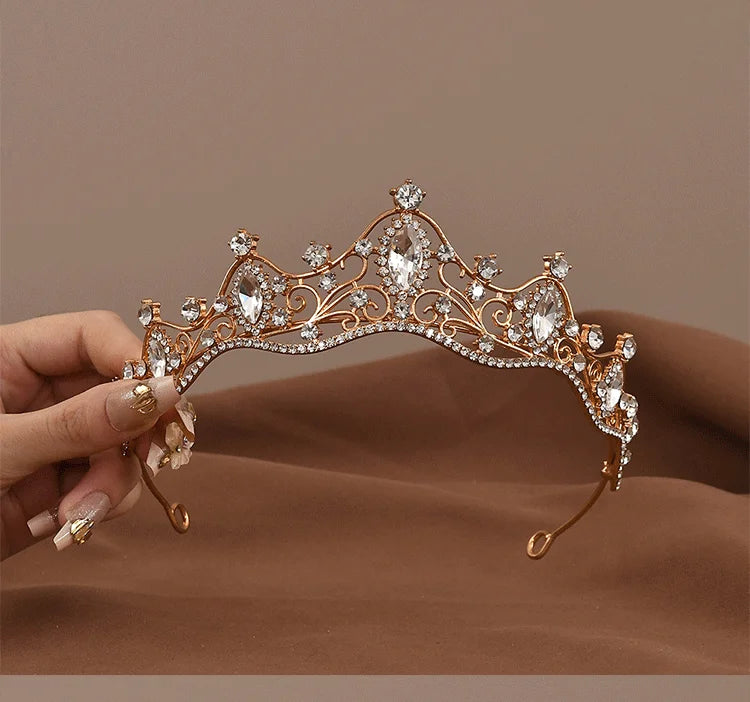 Vintage Baroque Crystal Queen Crown Tiara for Women – Rhinestone Bridal Wedding & Prom Hair Accessory