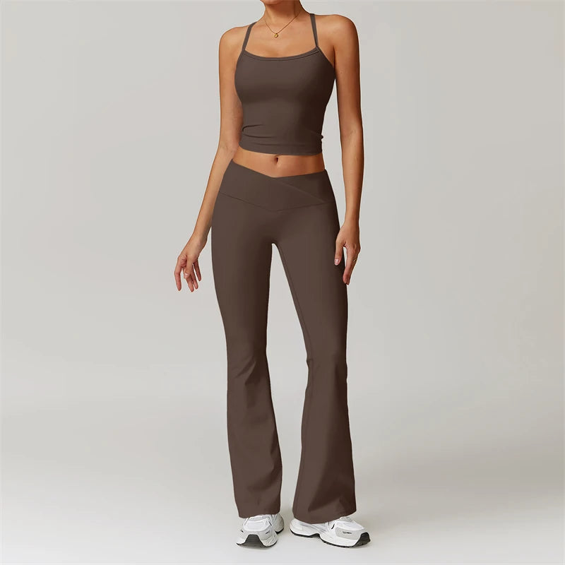 Conjunto de entrenamiento de 2 piezas para mujer: sujetador deportivo push-up y leggings de cintura alta, atuendo para yoga, gimnasio y fitness
