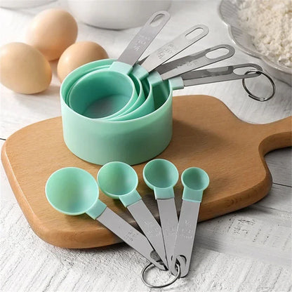 8PCS Stainless Steel Measuring Cups & Spoons Set – Precise Baking & Cooking Measuring Tools for Cake, Pastry & Kitchen Food Preparation