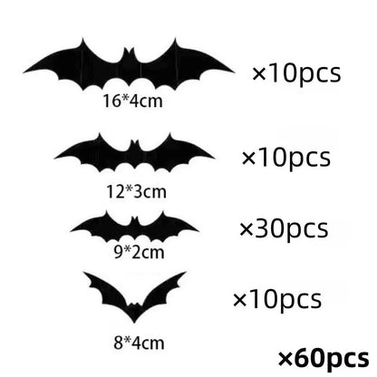 3D Halloween Bat Wall Stickers – Purple LED Night Light or Non-Lit Bat Decorations for Halloween Parties, Spooky Walls & Festive Decor