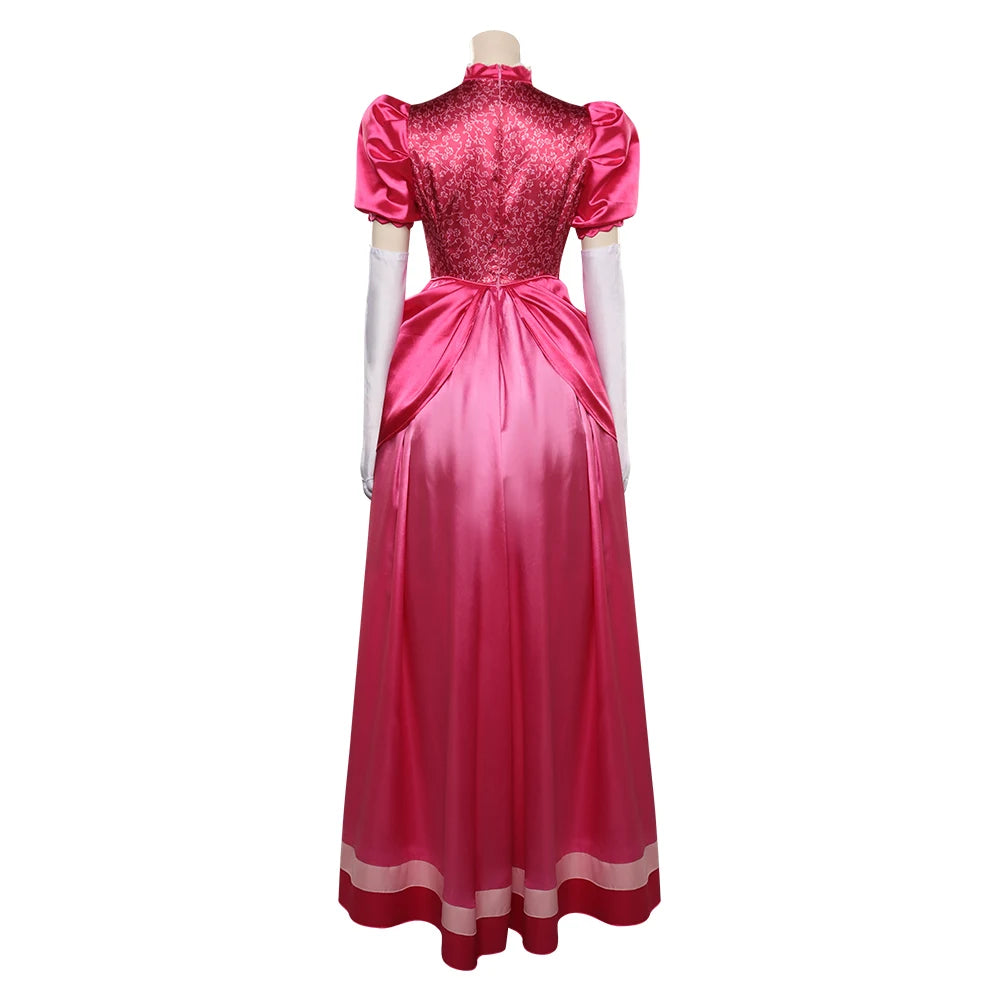 Princess Peach Cosplay Costume – Pink Fantasy Dress Set with Crown (Adult Women Halloween/Carnival Party Outfit, Includes Swimsuit Style Disguise)