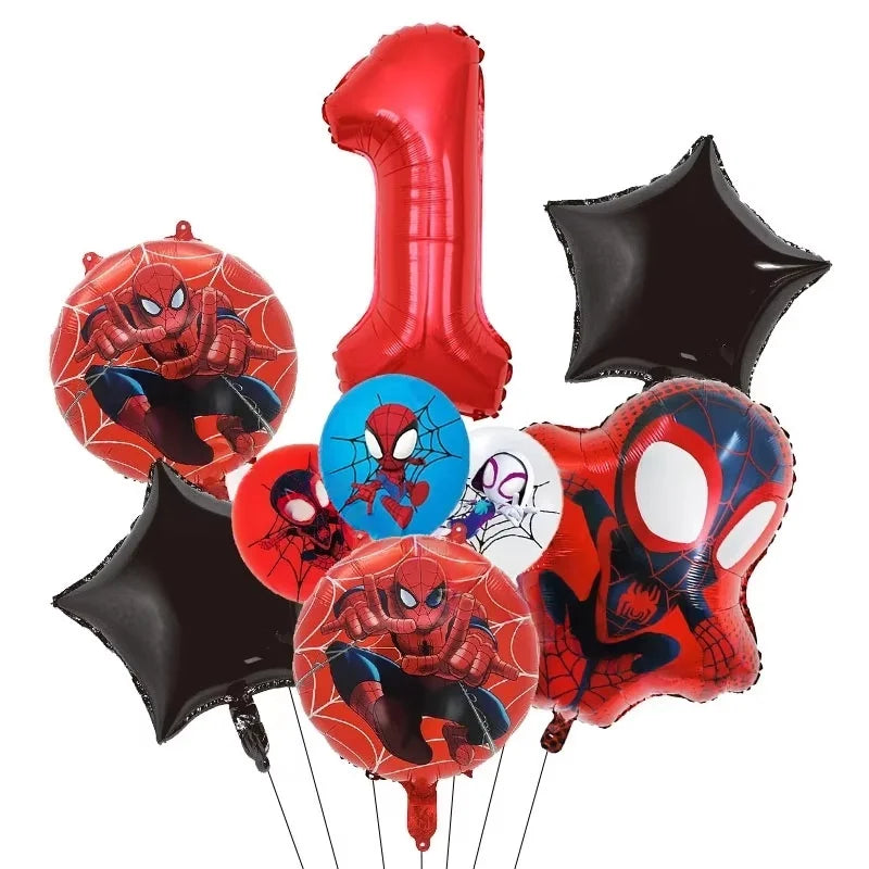 Spider Hero Birthday Party Supplies Set – Kids' Party Tableware Kit with Plates, Cups, Tablecloth, Backdrop, Balloons & Decorations
