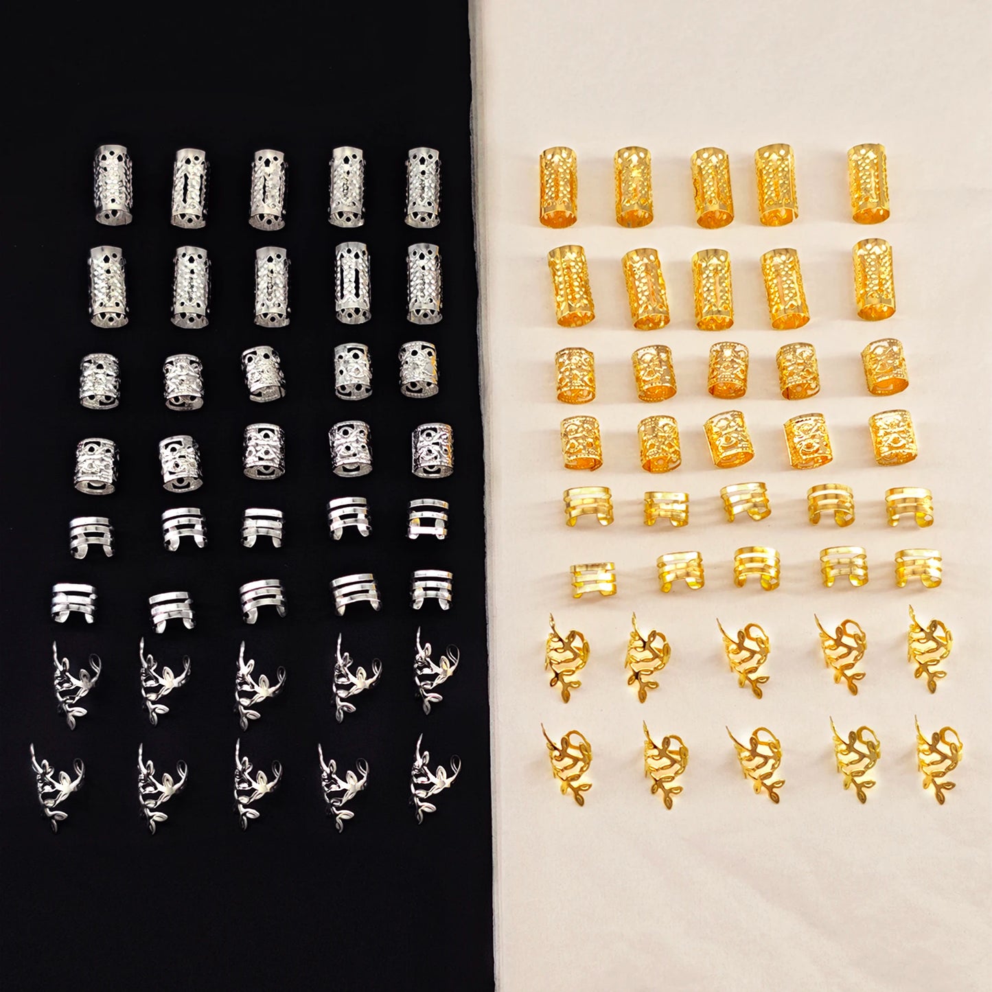 40/80PCS Anillos Huecos para el Pelo – Accesorios DIY de Joyería para Rastas para Mujeres y Niñas | Decoración para Trenzas y Peinados