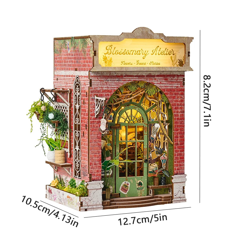 Kit de book nook à fabriquer soi-même – Maquette de maison de poupée miniature en bois à insérer dans une étagère pour adultes, loisirs créatifs et décoration d'intérieur