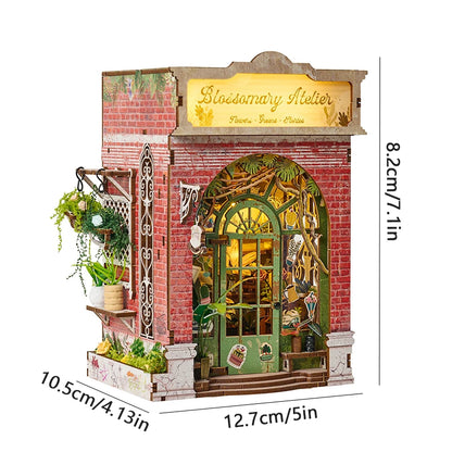 Kit de book nook à fabriquer soi-même – Maquette de maison de poupée miniature en bois à insérer dans une étagère pour adultes, loisirs créatifs et décoration d'intérieur
