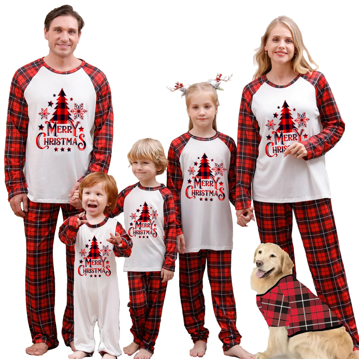 Christmas Family Matching Pajamas Set – 2-Piece Xmas Sleepwear for Mom, Dad & Kids, Baby Rompers, Casual Loose Family Holiday Outfits