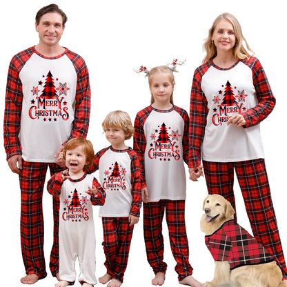 Christmas Family Matching Pajamas Set – 2-Piece Xmas Sleepwear for Mom, Dad & Kids, Baby Rompers, Casual Loose Family Holiday Outfits