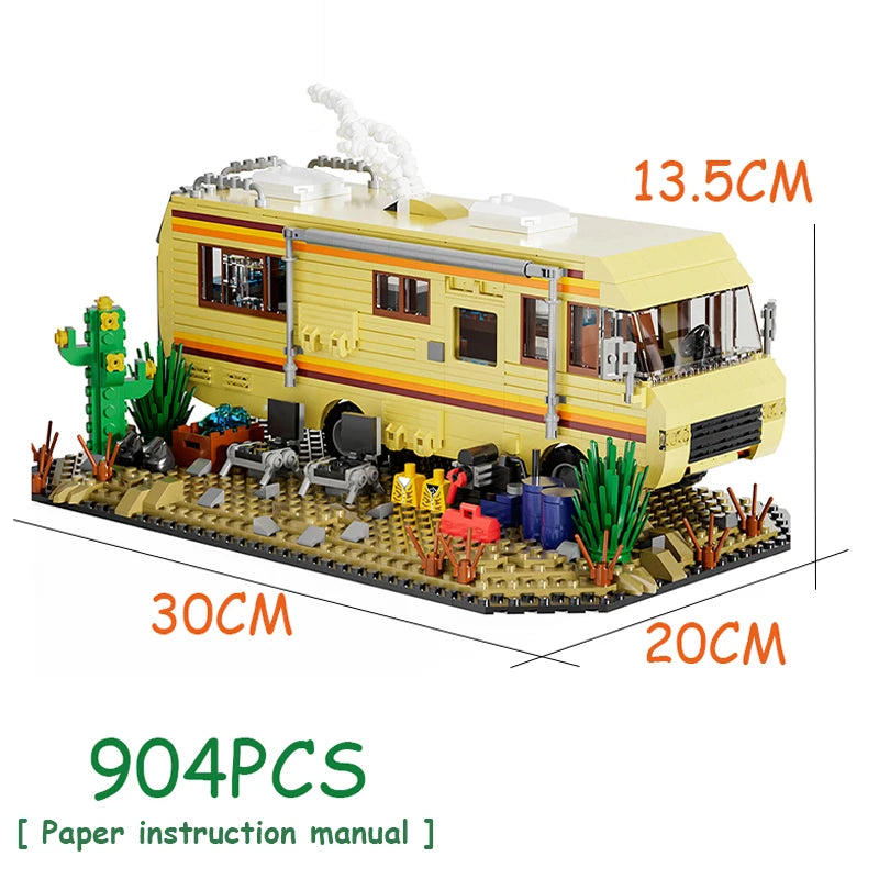 Breaking Bad RV Camper Bus Building Blocks – Technical Adventure Vehicle Model, DIY Assemble Car Bricks Toy & Collectible Display Set for Fans