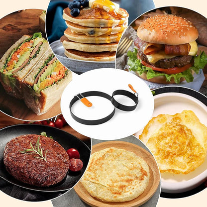 Stainless Steel Fried Egg Ring Mold – Non-Stick Egg Cooking Ring with Heat-Resistant Silicone Handle, Pancake & Scrambled Egg Shaper